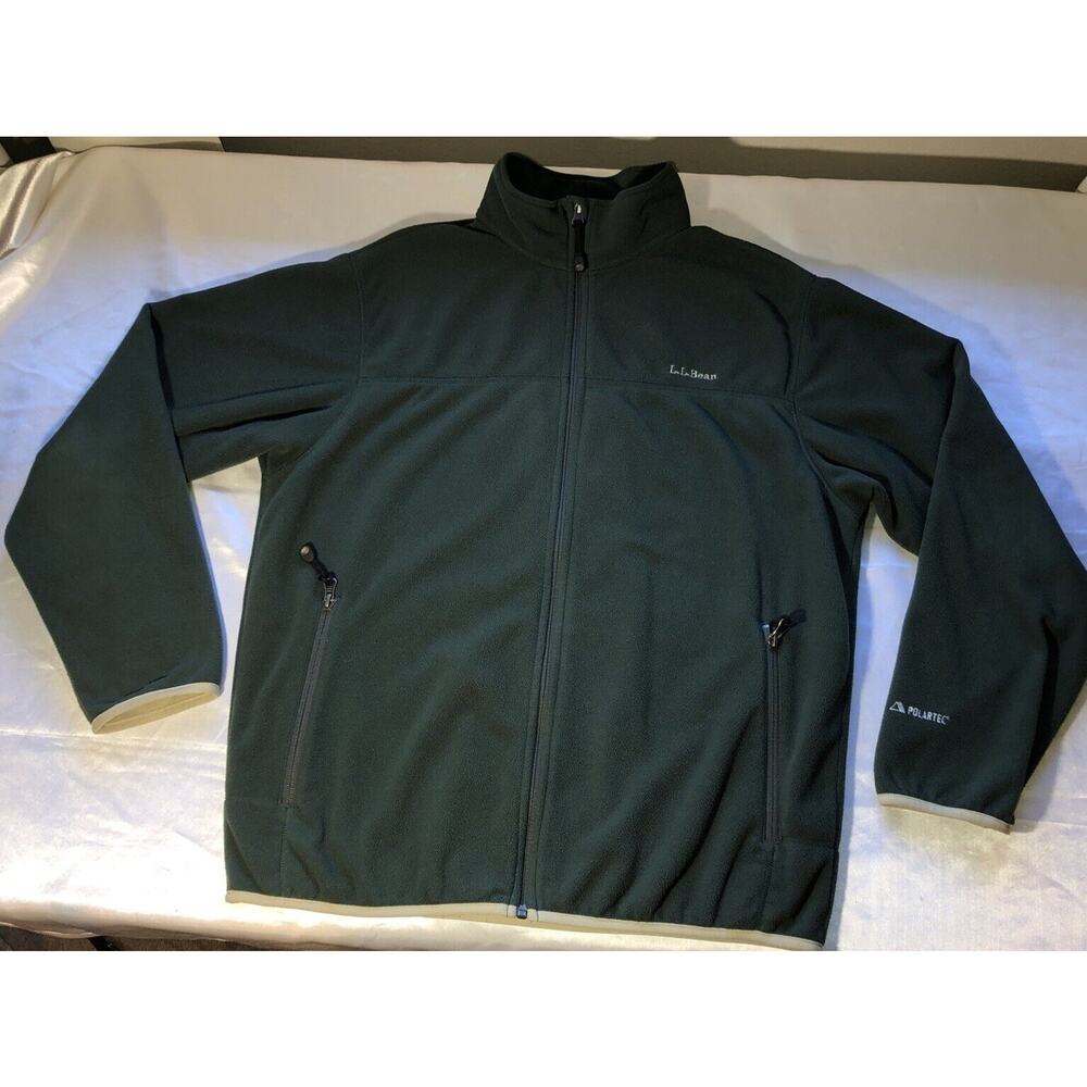 LL Bean Fleece Jacket Vintage 90s OAFW4 Full Zip Green Polartec Mens Size M
